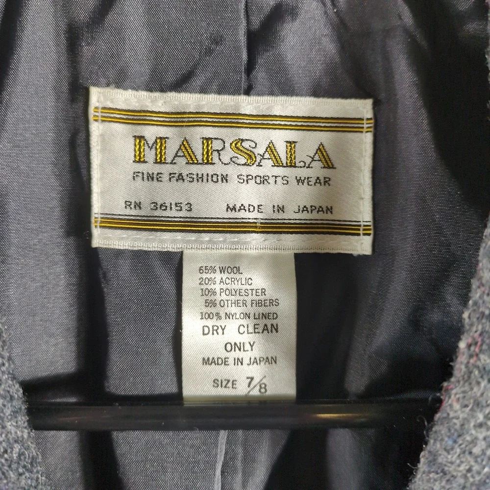 Marsala Fine Fashion Sports Wear Charcoal Gray Wool Blend Blazer Jacket Size 7/8